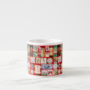 Taza De Espresso Ilustración cuadrada del bloque de Adviento de Nav