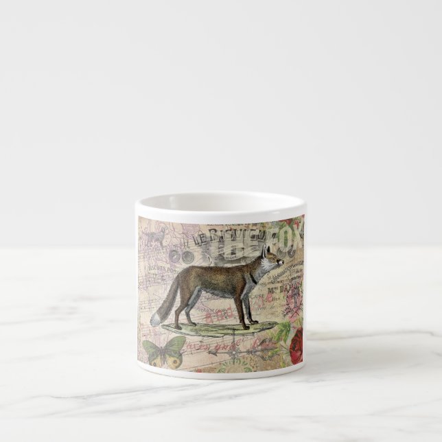 Taza De Espresso Ilustracion de animales de la vida silvestre Fox (Frente)