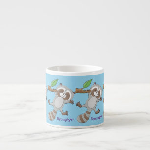 Taza De Espresso Ilustracion de bebé de raccoon feliz lindo