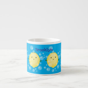 Taza De Espresso Ilustracion de burbujas de personalizado de limón