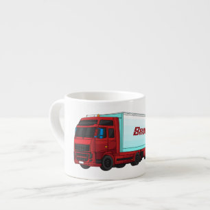 Taza De Espresso Ilustracion de camión de remolques rojos