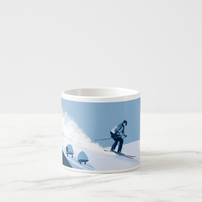 Taza De Espresso ilustración de deportes de invierno (Frente)