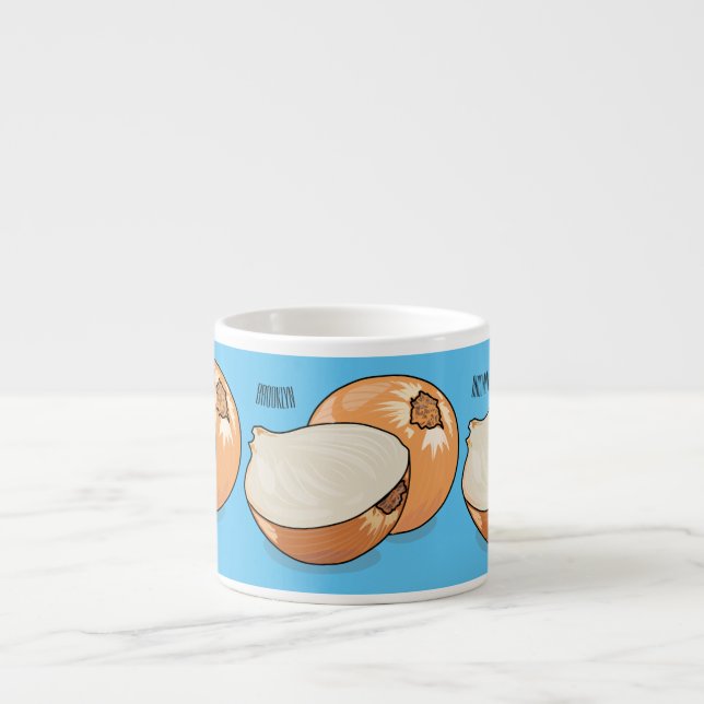 Taza De Espresso Ilustración de dibujos animados de cebolla  (Frente)