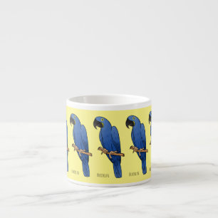 Taza De Espresso Ilustración de dibujos animados de guacamayo jacin