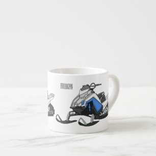 Taza De Espresso Ilustración de dibujos animados de moto de nieve