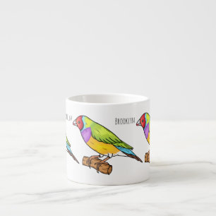 Taza De Espresso Ilustración de dibujos animados de pájaros pinzón