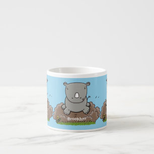 Taza De Espresso Ilustración de dibujos animados de rinoceronte beb