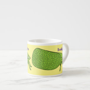Taza De Espresso Ilustración de dibujos animados de saltahojas verd