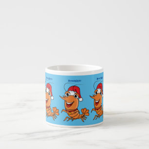 Taza De Espresso Ilustración de dibujos animos de camarones felices