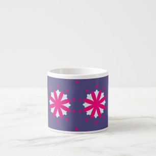 Taza De Espresso Ilustración de formas florales púrpura y rosa