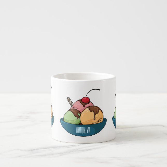 Taza De Espresso Ilustracion de helado personalizado (Frente)