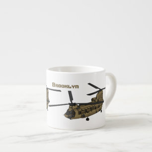Taza De Espresso Ilustracion de helicópteros militares de Chinook