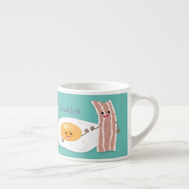 Taza De Espresso Ilustracion de huevo de kawaii y personalizado de  (Derecha)