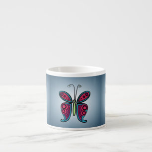 Taza De Espresso Ilustración de Mariposa Colorida