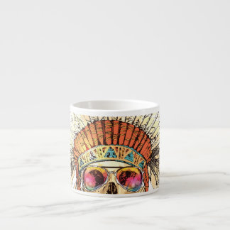 Taza De Espresso Ilustracion de moda de cráneo nativo americano