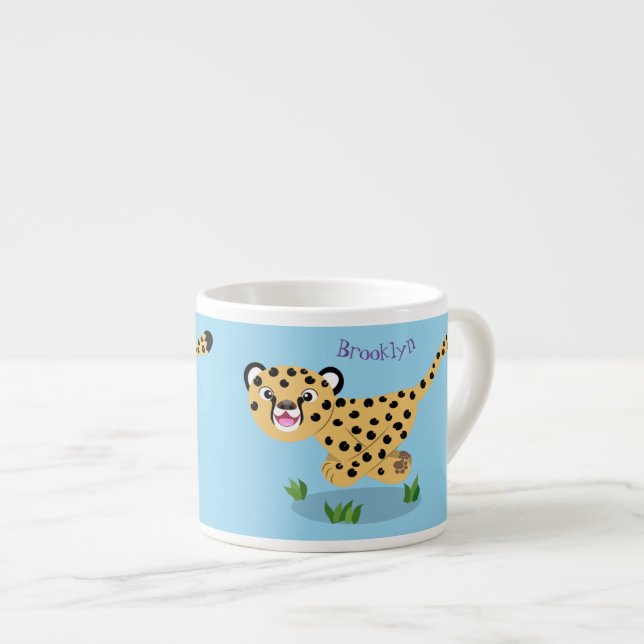 Taza De Espresso Ilustracion de personalizado con queso lindo (Derecha)