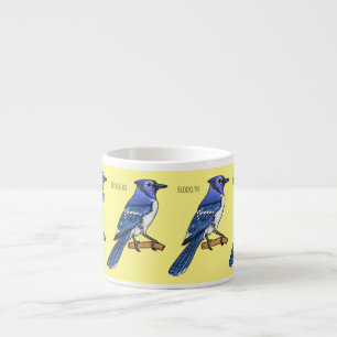 Taza De Espresso Ilustracion de personalizado de ave azul jay