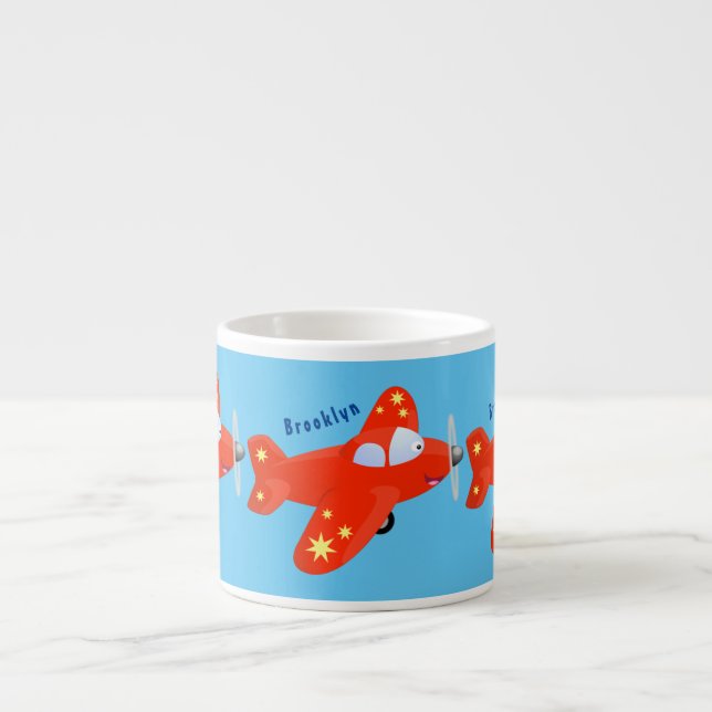 Taza De Espresso Ilustracion de personalizado de avión rojo con vue (Frente)