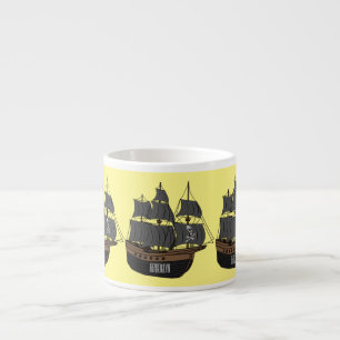 Taza De Espresso Ilustracion de personalizado de buques piratas