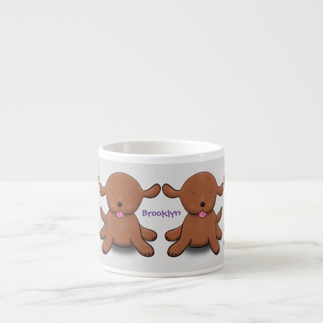 Taza De Espresso Ilustracion de personalizado de cachorro alegre (Frente)