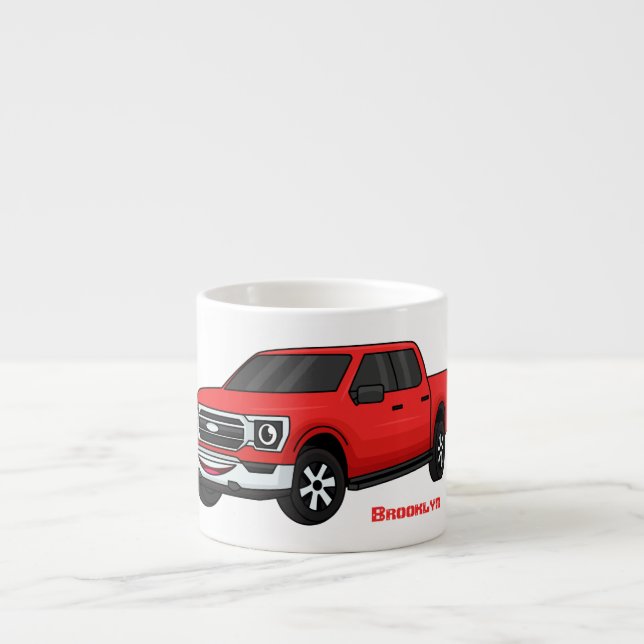 Taza De Espresso Ilustracion de personalizado de camioneta roja (Frente)