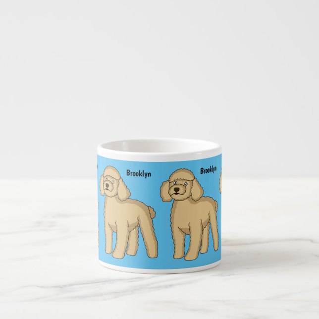 Taza De Espresso Ilustracion de personalizado de caniche marrón fel (Frente)