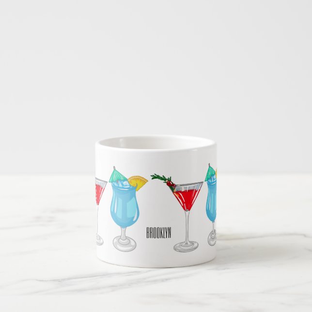 Taza De Espresso Ilustracion de personalizado de cócteles (Frente)