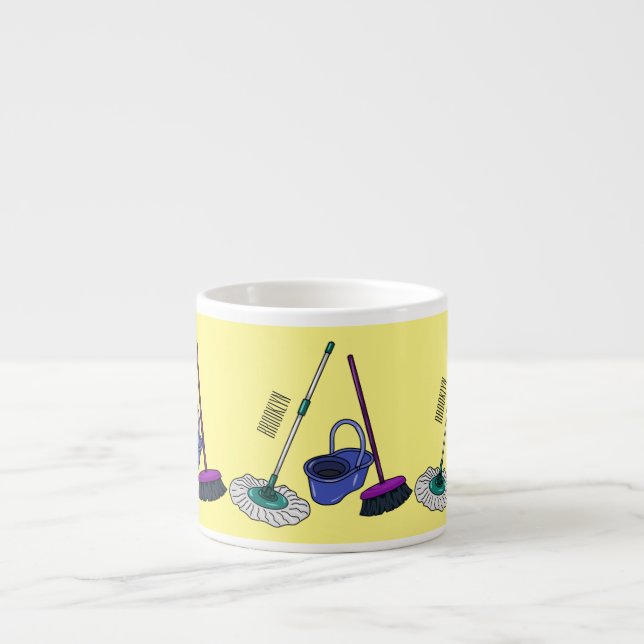 Taza De Espresso Ilustracion de personalizado de escobas y mopas (Frente)