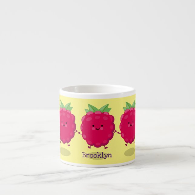 Taza De Espresso Ilustracion de personalizado de frambuesa alegre (Frente)