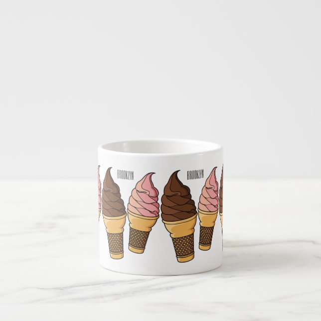 Taza De Espresso Ilustracion de personalizado de helado de cono (Frente)