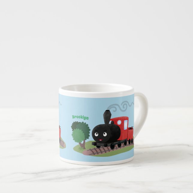 Taza De Espresso Ilustracion de personalizado de locomotora de trac (Derecha)
