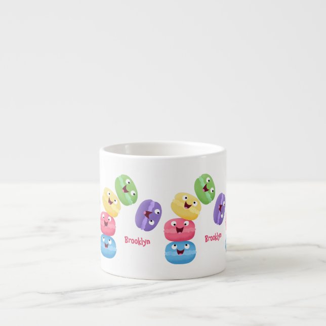 Taza De Espresso Ilustracion de personalizado de macarons graciosos (Frente)