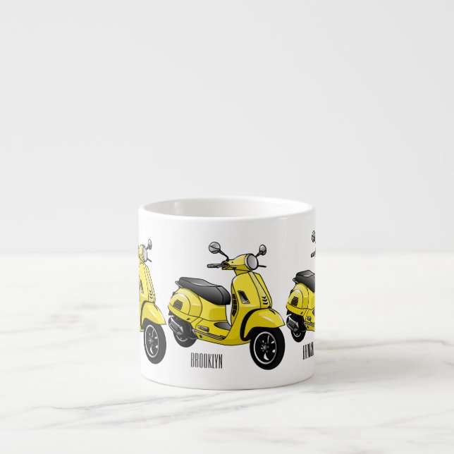 Taza De Espresso Ilustracion de personalizado de motocicleta con ci (Frente)