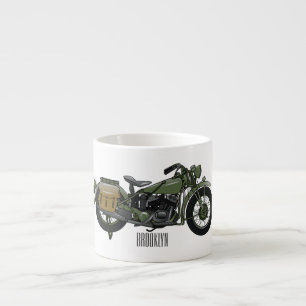 Taza De Espresso Ilustracion de personalizado de motocicleta de cru