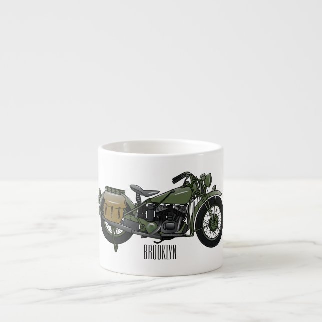 Taza De Espresso Ilustracion de personalizado de motocicleta de cru (Frente)