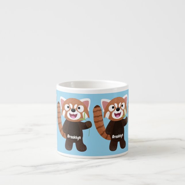 Taza De Espresso Ilustracion de personalizado de panda rojo (Frente)