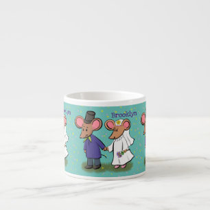 Taza De Espresso Ilustracion de personalizado de pareja de ratones