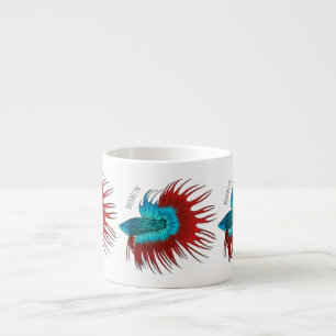 Taza De Espresso Ilustracion de personalizado de peces de cola cruz