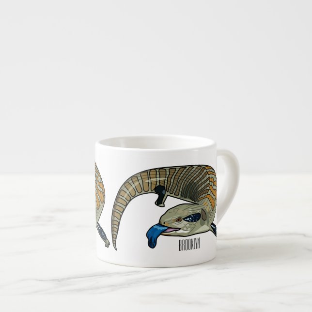 Taza De Espresso Ilustracion de personalizado de piel de tono azul (Derecha)