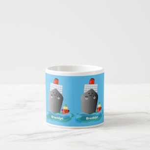 Taza De Espresso Ilustracion de personalizado de remolcador de barc