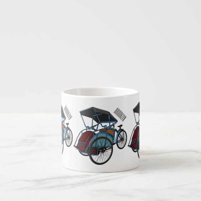 Taza De Espresso Ilustracion de personalizado de rickshaw en bicicl (Frente)