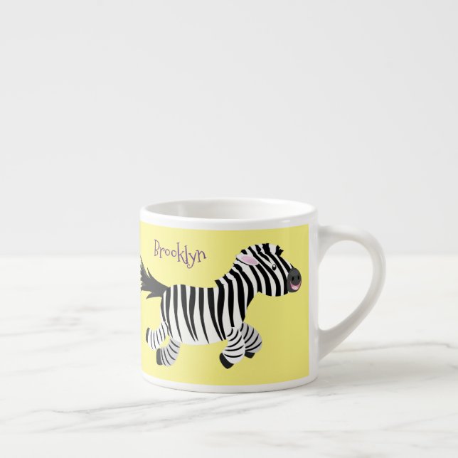 Taza De Espresso Ilustracion de personalizado de zebra graciosa (Derecha)