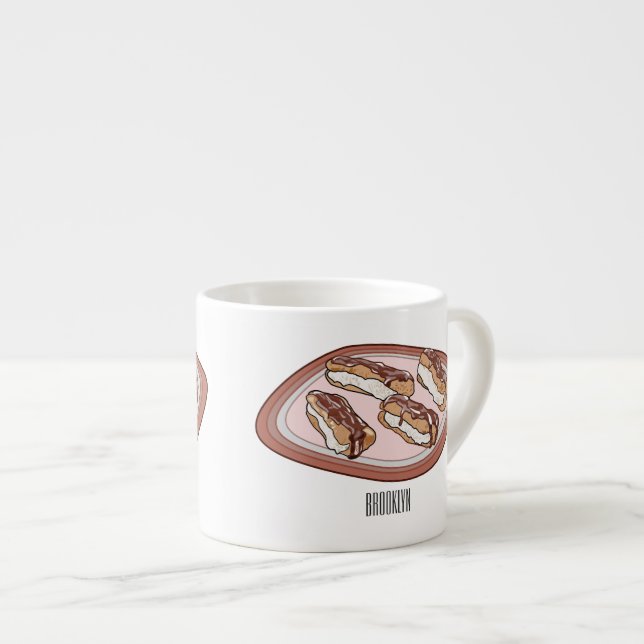 Taza De Espresso Ilustracion de personalizado eclair de chocolate (Derecha)
