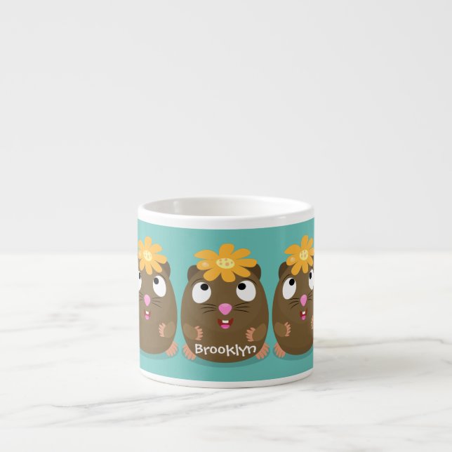 Taza De Espresso Ilustracion de personalizado feliz de conejillo de (Frente)