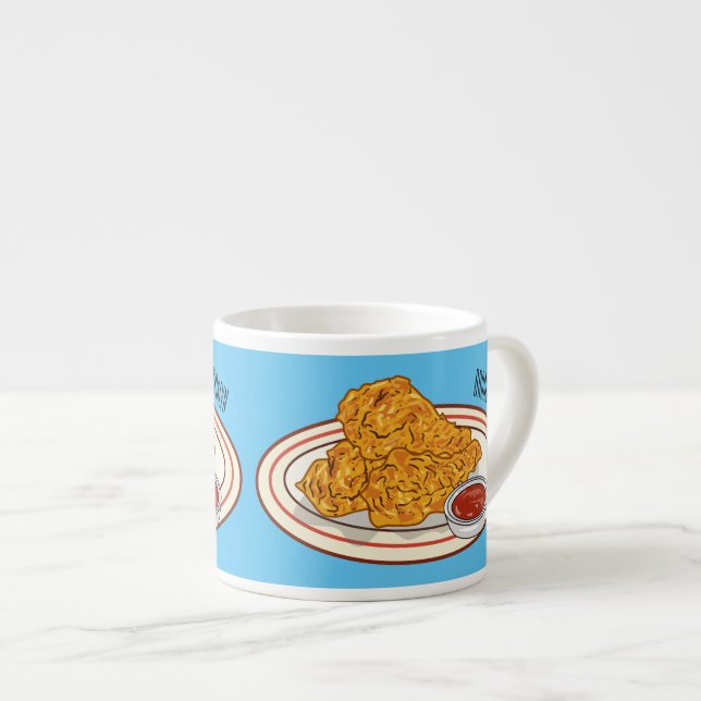 Taza De Espresso Ilustracion de pollo frito personalizado (Derecha)