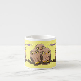 Taza De Espresso Ilustracion de trío de búho lindo