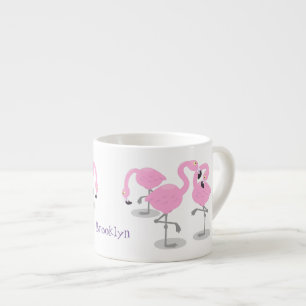 Taza De Espresso Ilustracion de trío de flamingo rosado