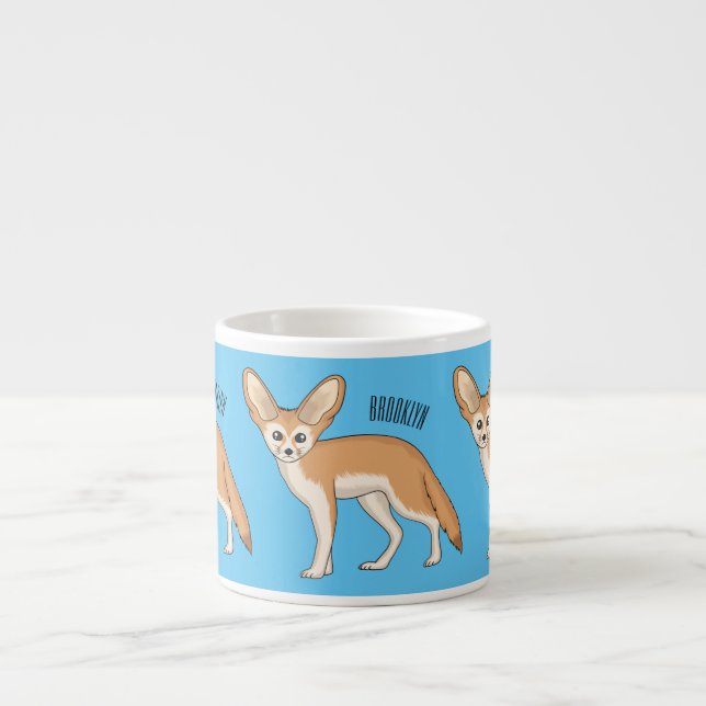 Taza De Espresso ilustración de zorro fenec de dibujos animados  (Frente)