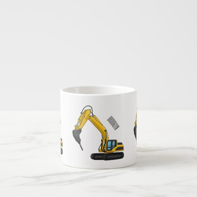 Taza De Espresso Ilustracion del personalizado de la excavadora de  (Frente)