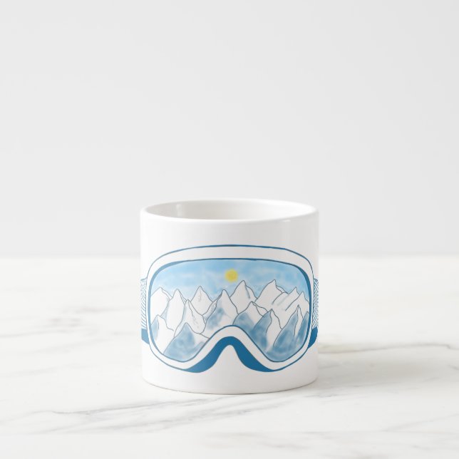 Taza De Espresso Ilustracion Goggles de Ski Mountain (Frente)